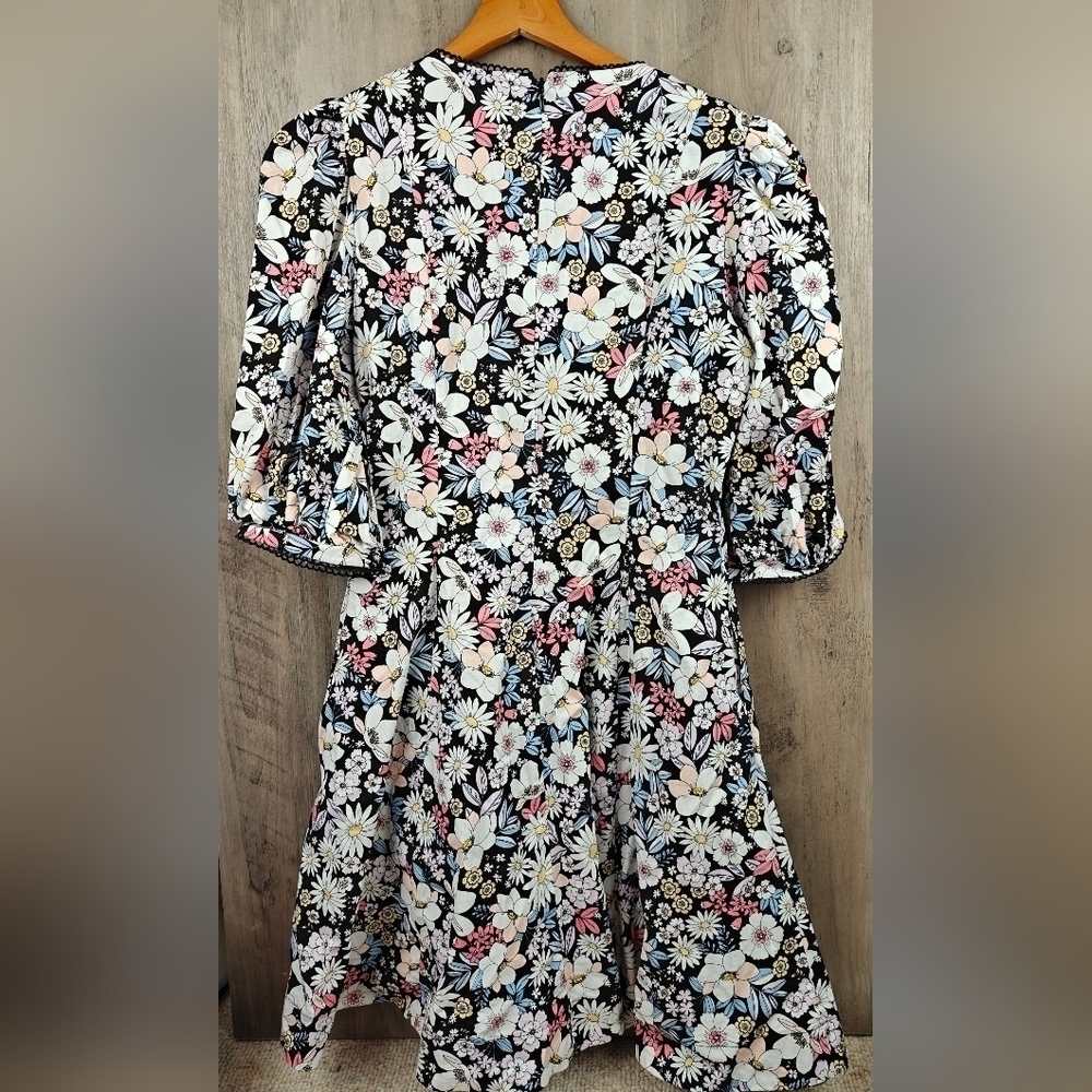 Rachel Parcell Floral Cotton Puff Sleeves Mini Dress Size LG - Picture 13 of 15
